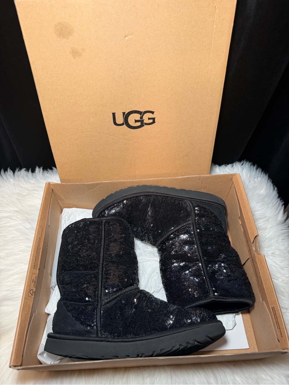 UGG Classic Short Black Sequin Boots